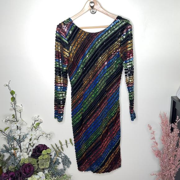 ACOOLIQUE Sequin Payton Dress Rainbow Stripe {JJ27} - Picture 7 of 9